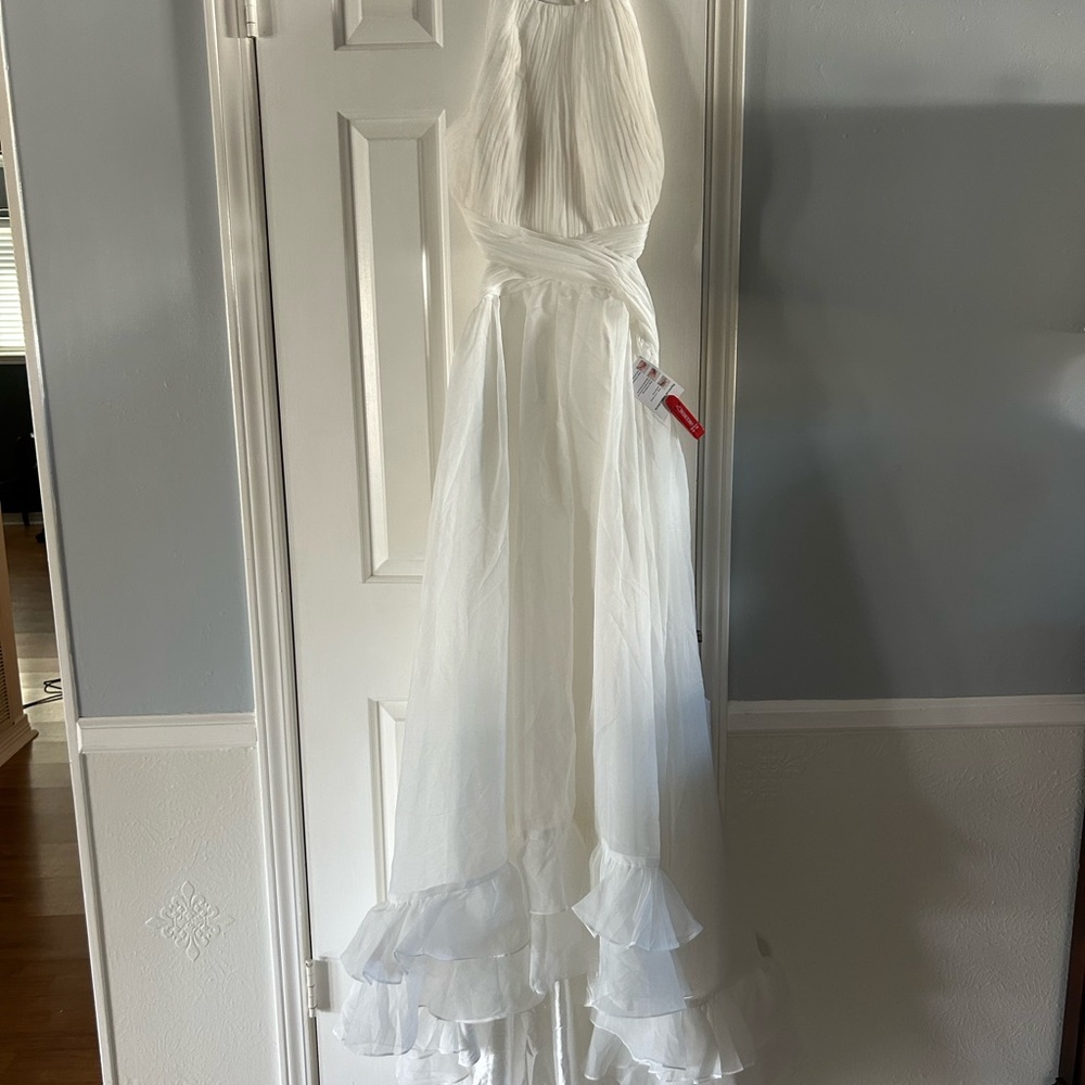 Elegant White Halter Dress
